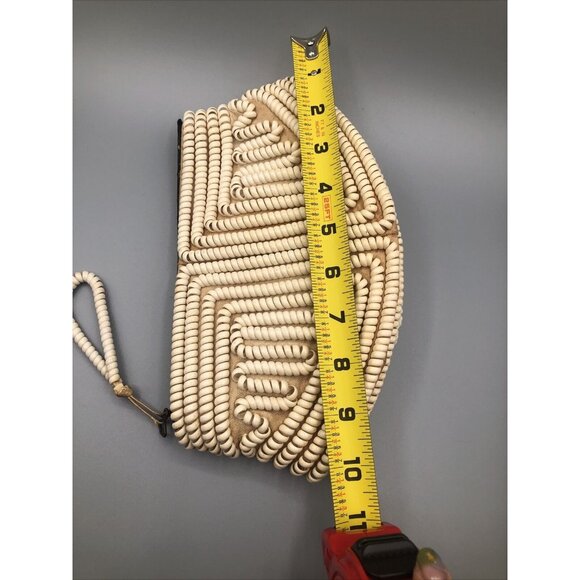 1940s Mid Century Ivory Nude Telephone Phone Cord Crescent Clutch Bag - Picture 7 of 12